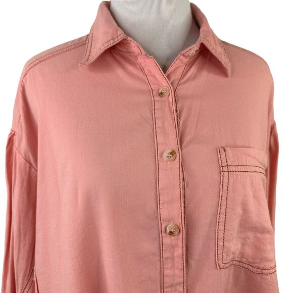 Altar'd State Pink Button Up Long Sleeve Blouse Size Medium - Picture 8 of 8